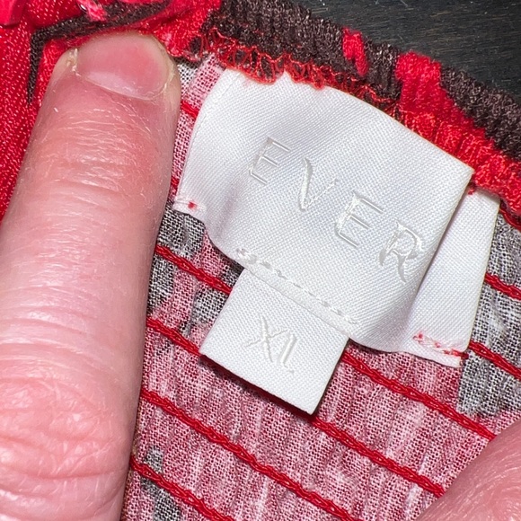 Every Women’s size XL Puff Sleeve Midi Dress red & black festive linen boho - Picture 3 of 7